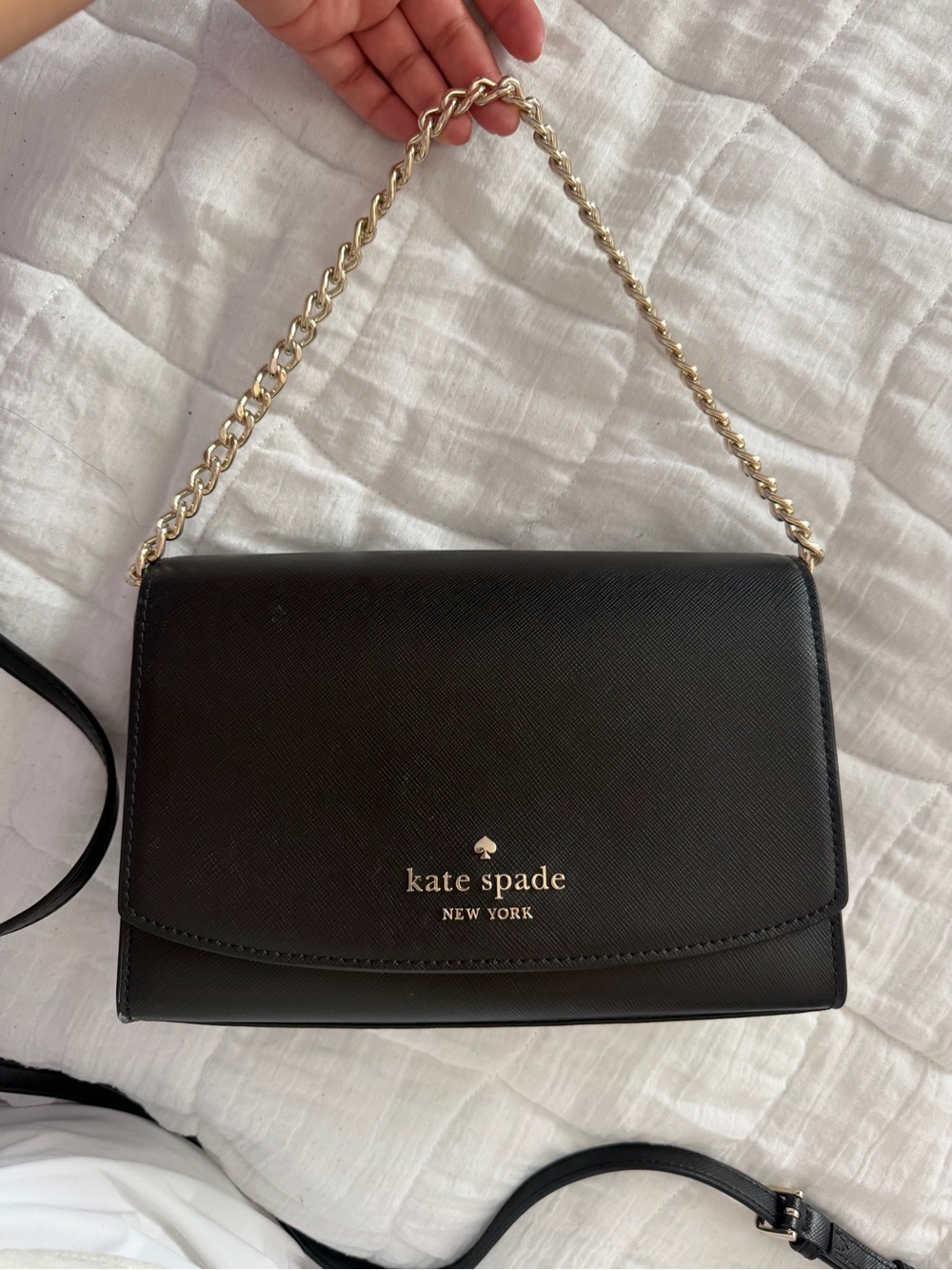 kate spade Black Shoulder Bag with Gold Chain